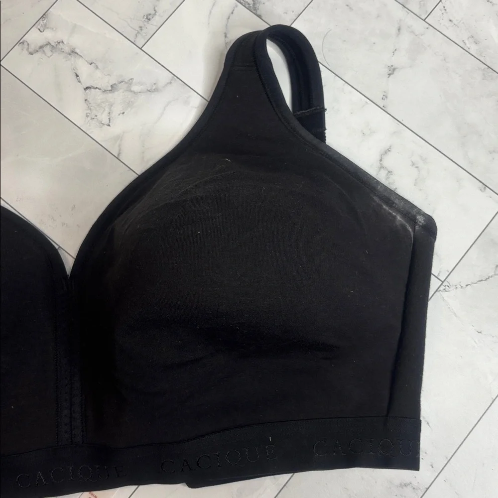 NWOT Cacique Lane Bryant Womens T-Shirt Bra Black Lightly Lined NO WIRE 42DDD